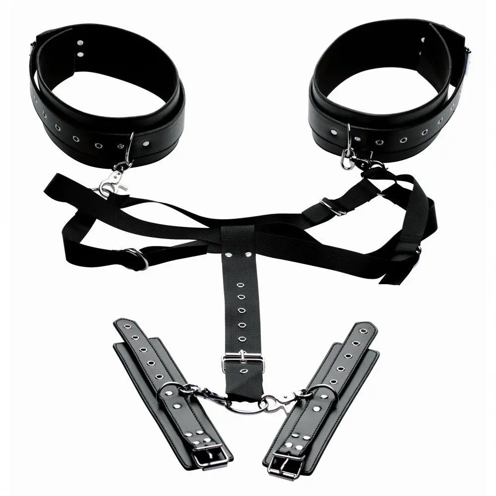 Acquire Easy Access Thigh Harness with Wrist Cuffs - Bound By Desire