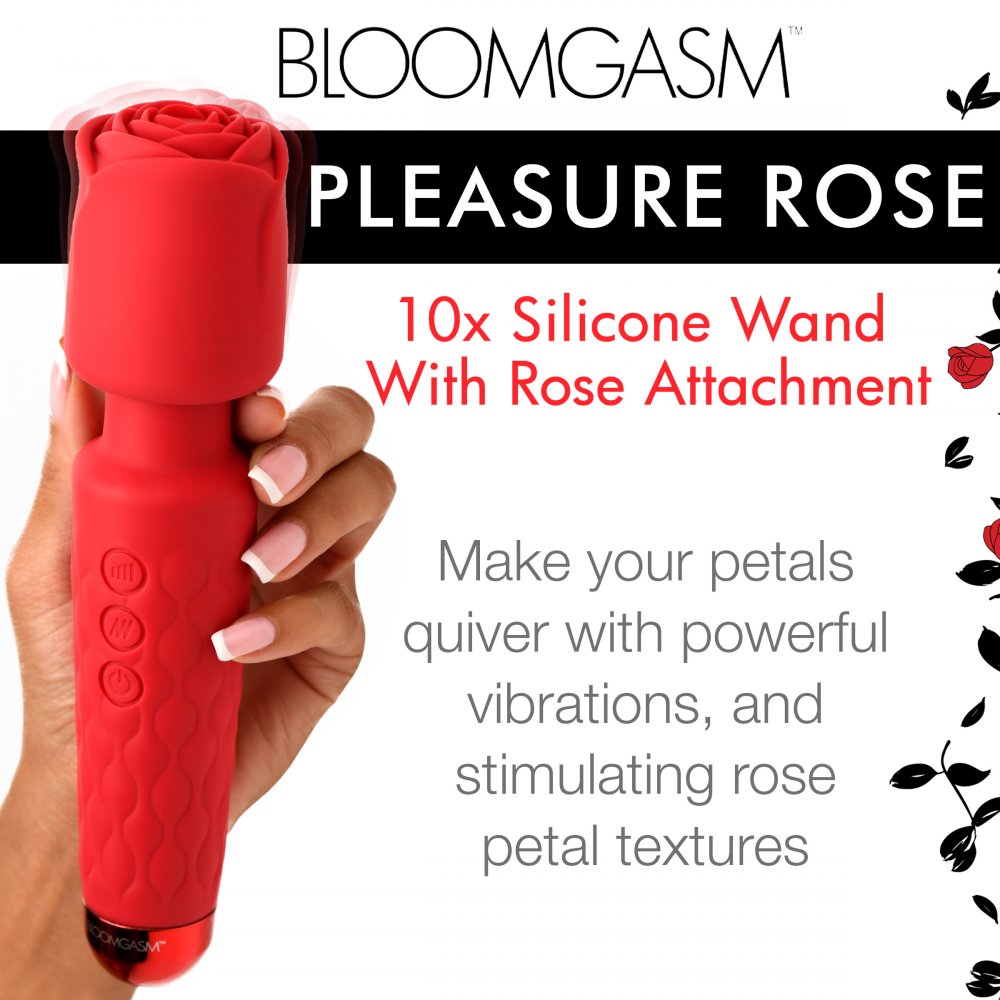 Deluxe Silicone Rose Wand Sex Toy 