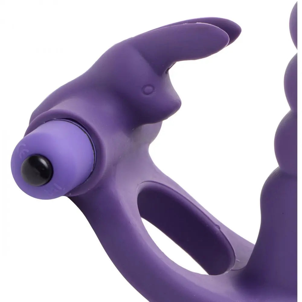 Double Delight Dual Penetration Vibrating Rabbit Cock Ring 