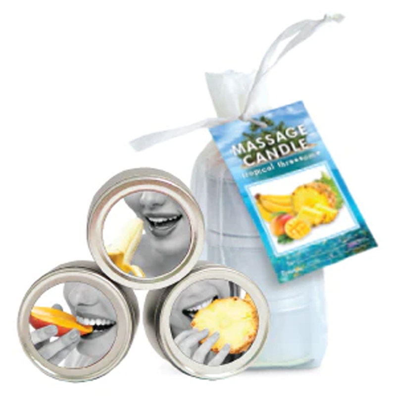 Edible Mini Candle Tropical Trio: 3 Mango, Pineapple, Banana 2 fl oz / 60 ml 