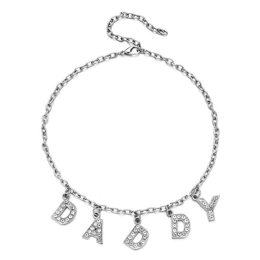 Daddy Rhinestone Letter Necklace Choker