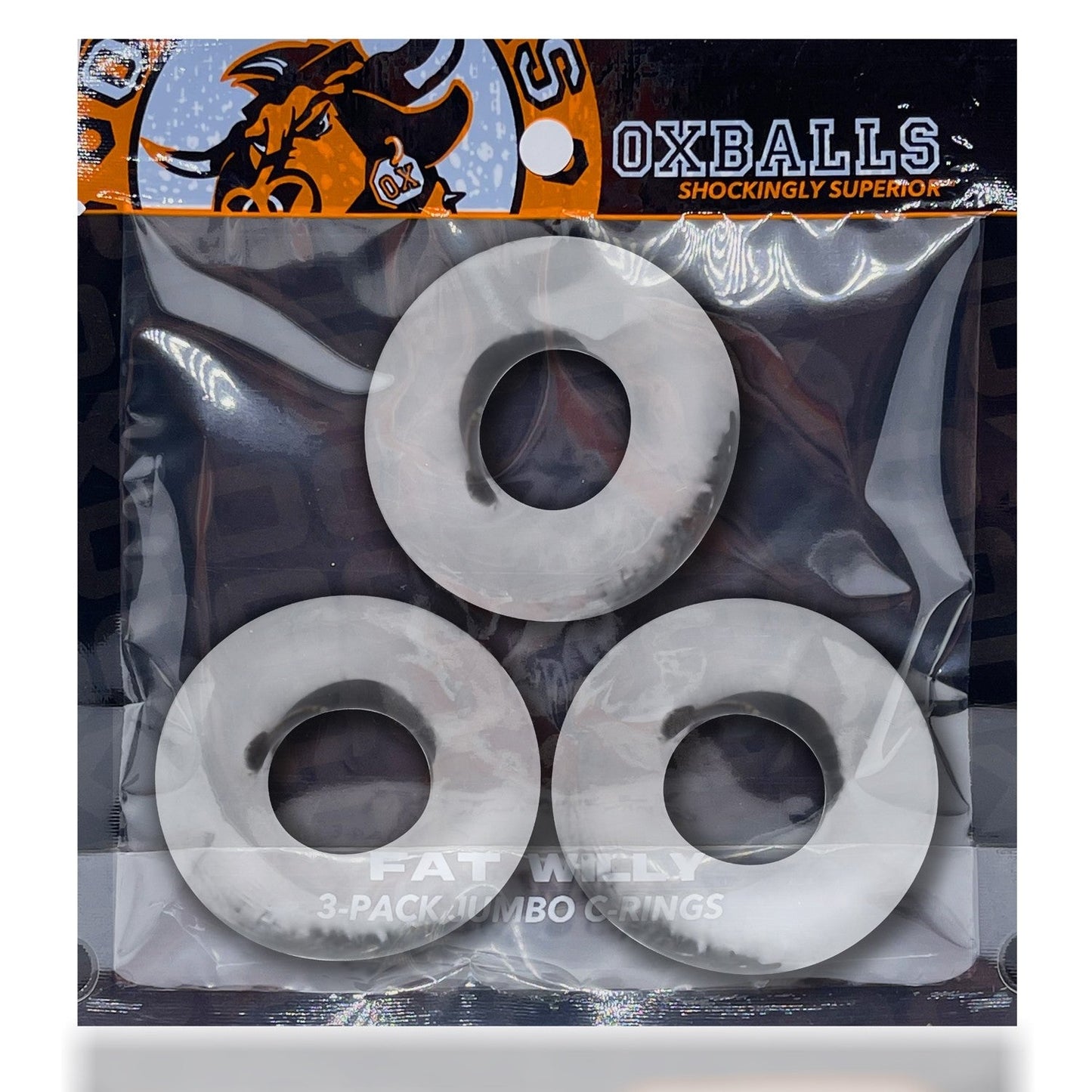 Oxballs FAT WILLY, 3-pack jumbo cockrings - CLEAR 