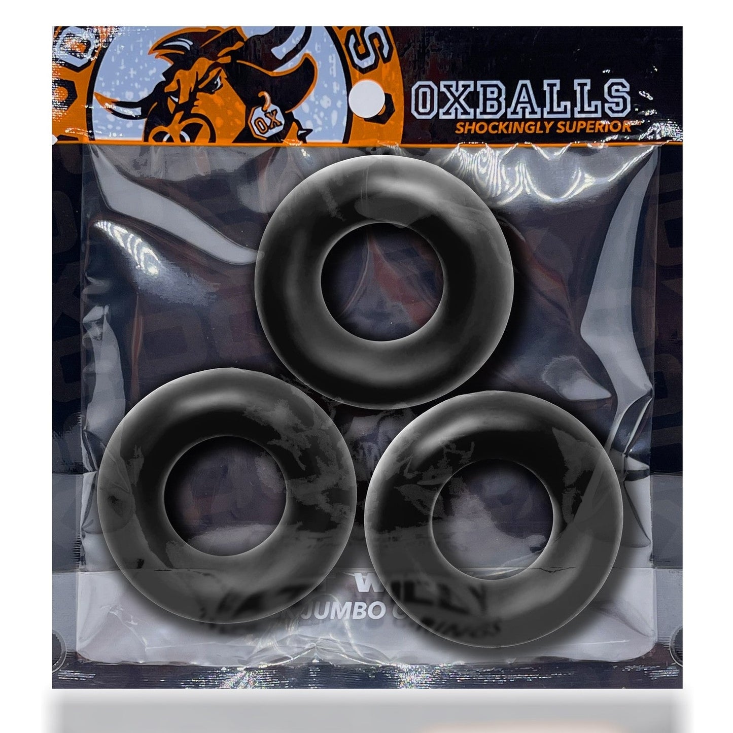 Oxballs FAT WILLY, 3-pack jumbo cockrings - BLACK 