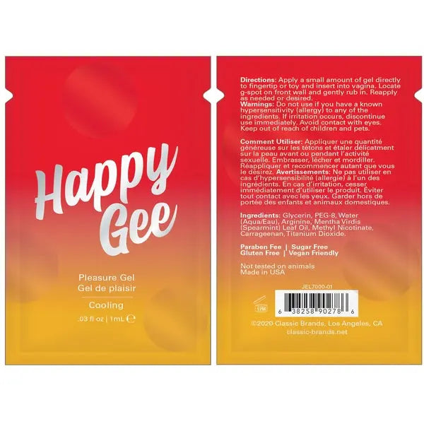 HAPPY GEE  COOLING PLEASURE GEL - FOIL - 0.03 fl oz | 1 mL 