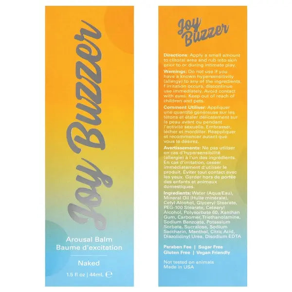 JOY BUZZER Clitoral Arousal Balm - Naked Flavor Free 1.5oz | 44mL 