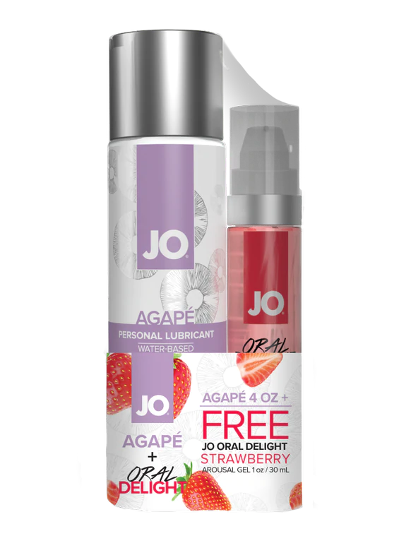 JO Agape 4oz + GWP JO Oral Delight Strawberry Arousal Gel 1oz 