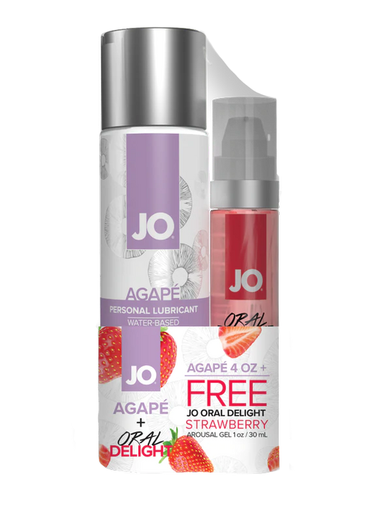 JO Agape 4oz + GWP JO Oral Delight Strawberry Arousal Gel 1oz 