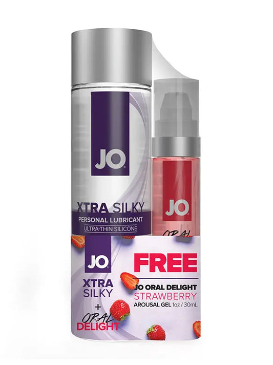 JO Xtra Silky Silicone 4 floz 120 mL + GWP JO Oral Delight - Strawberry 1 floz 30 mL 