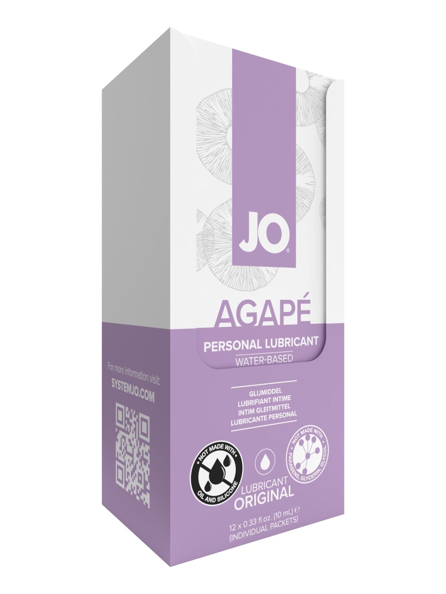 JO Agape Lubricant Foil Display Box 12 x 10mL 