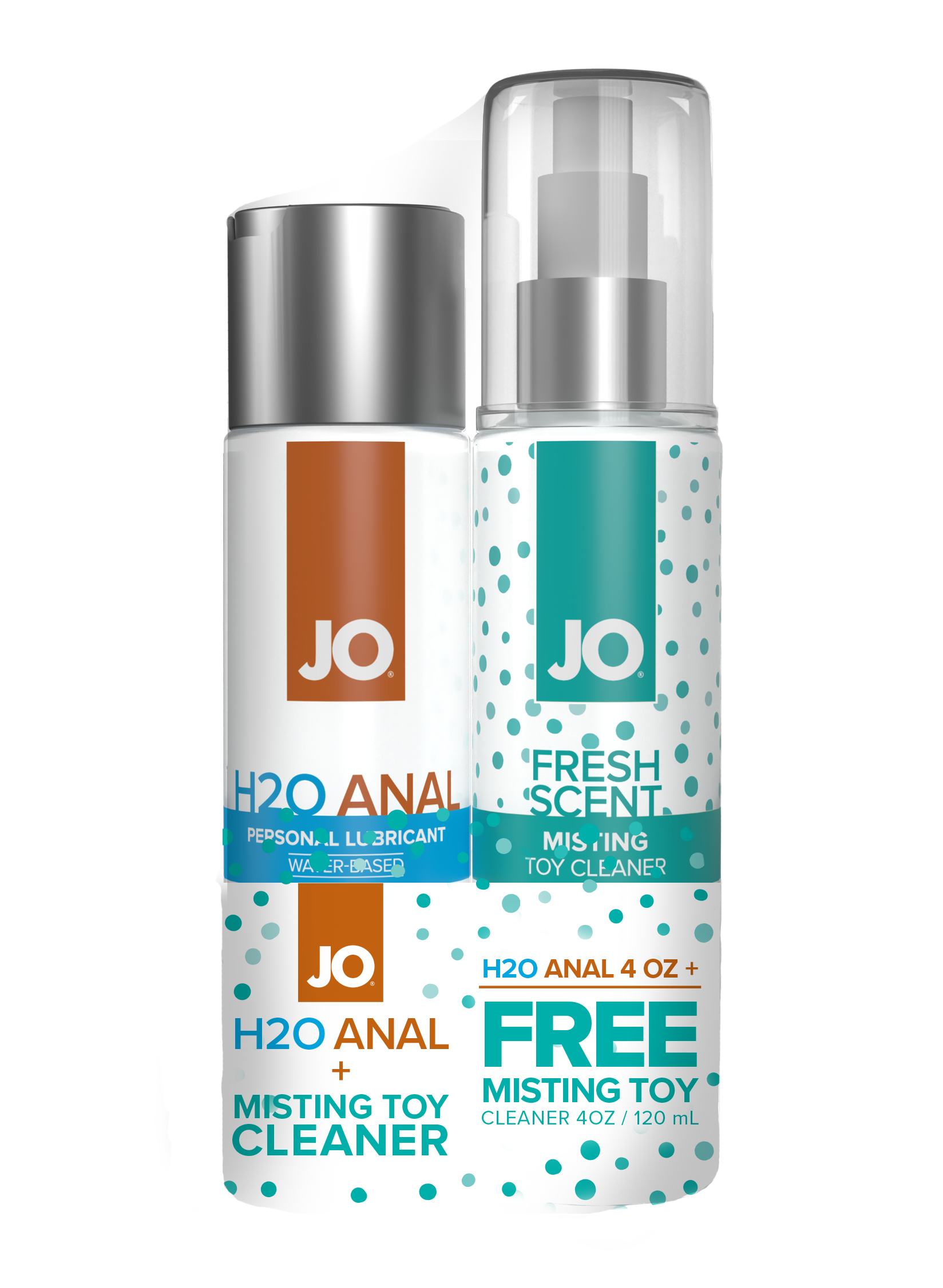 JO H2O Anal Original Lubricant 4oz + GWP JO Misting Toy Cleaner 4oz 