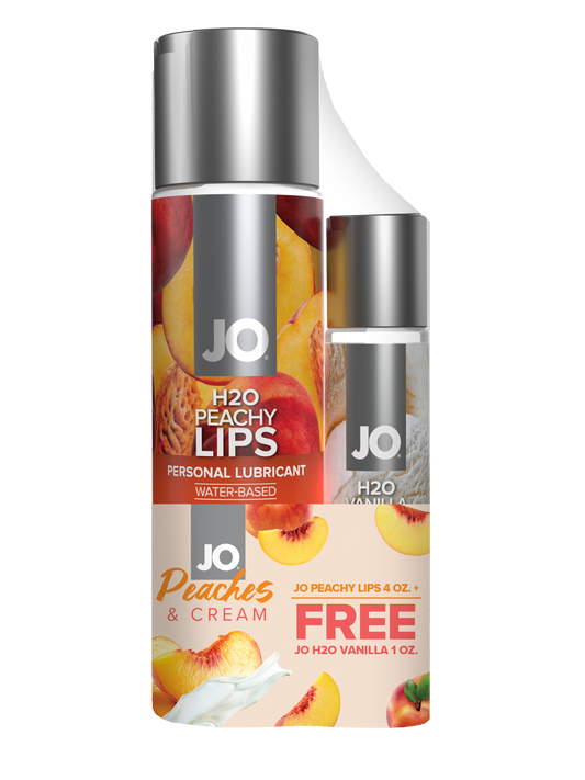 JO Peaches & Cream - JO Peachy Lips 4 fl.oz. + GWP JO H2O Vanilla 1 fl.oz 