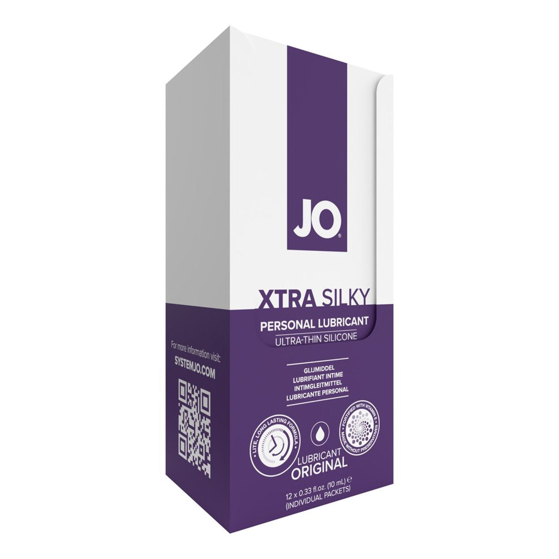 JO Xtra Silky Silicone Foil Display Box - 12 x 10mL 