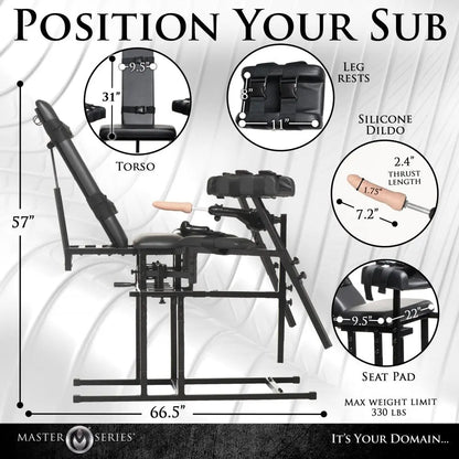 BDSM Furniture Leg Spreader Obedience Chair with Sex Machine - Bound By Desire