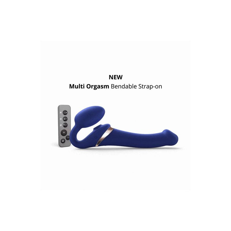 MULTI ORGASM BENDABLE STRAP-ON - M - NIGHT BLUE 