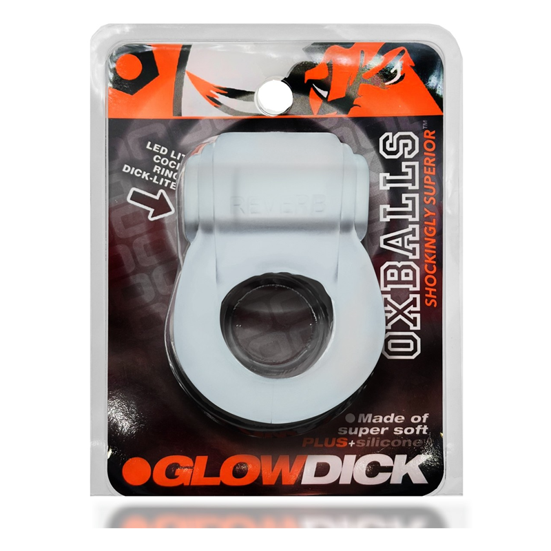 GLOWDICK, cockring with LED, CLEAR ICE 