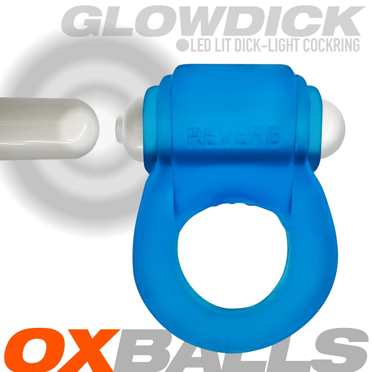 GLOWDICK, cockring with LED, BLUE ICE 