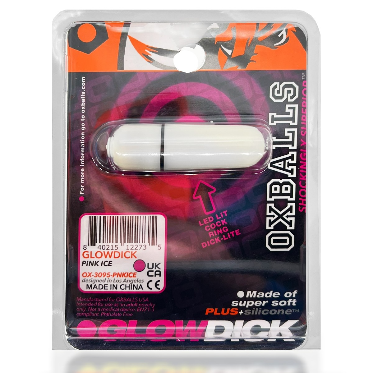 GLOWDICK, cockring with LED, PINK ICE 