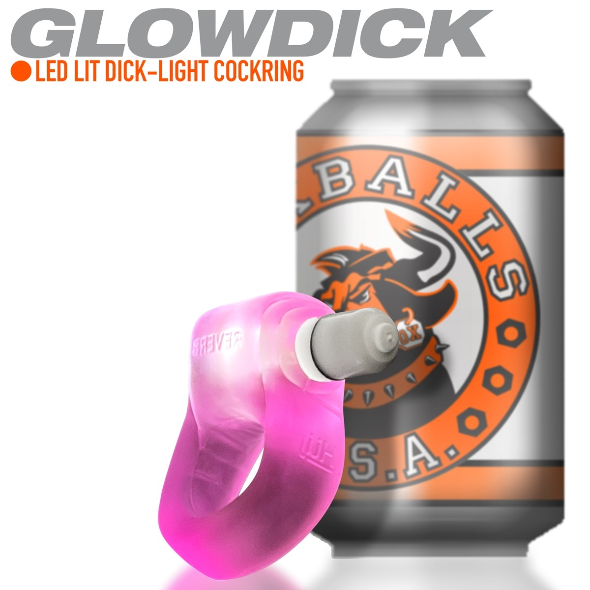 GLOWDICK, cockring with LED, PINK ICE 