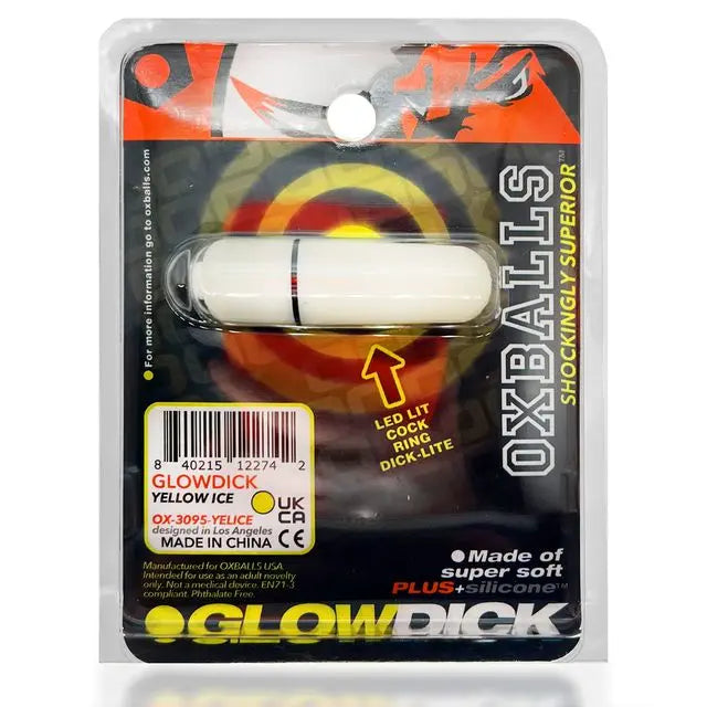 GLOWDICK, cockring with LED, YELLOW ICE 