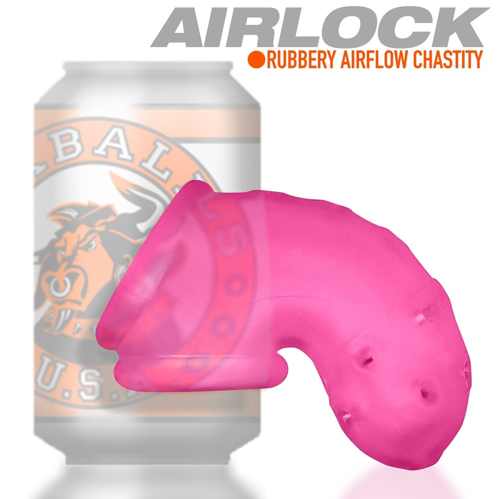 AIRLOCK, air-lite vented chastity, PINK ICE OXBALLS