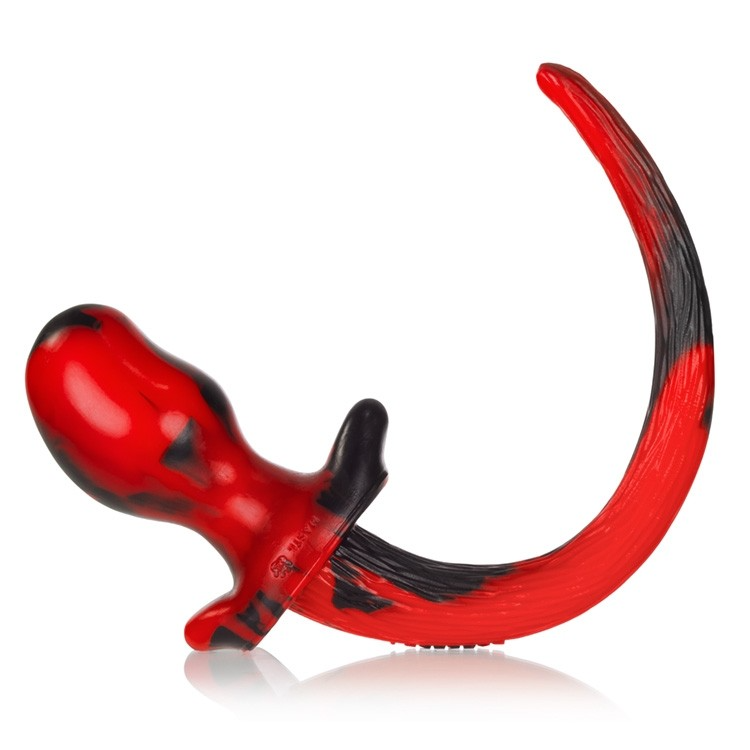 BEAGLE, puppy tail buttplug, RED SWIRL, Medium 