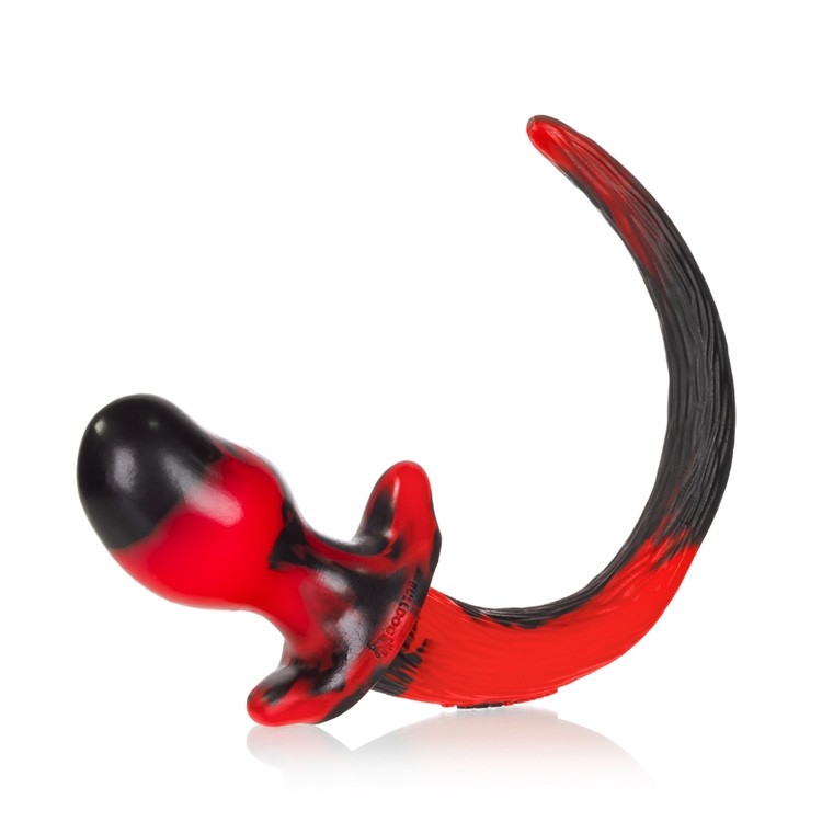 BEAGLE, puppy tail buttplug, RED SWIRL, Medium 