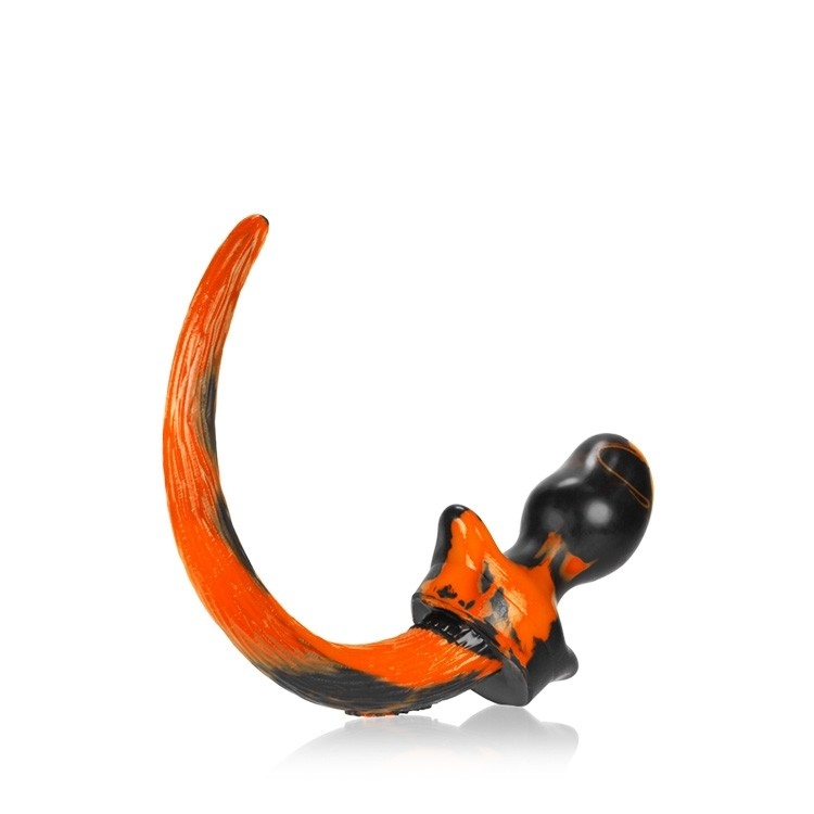 BULLDOG, puppy tail buttplug, ORANGE SWIRL, Large 