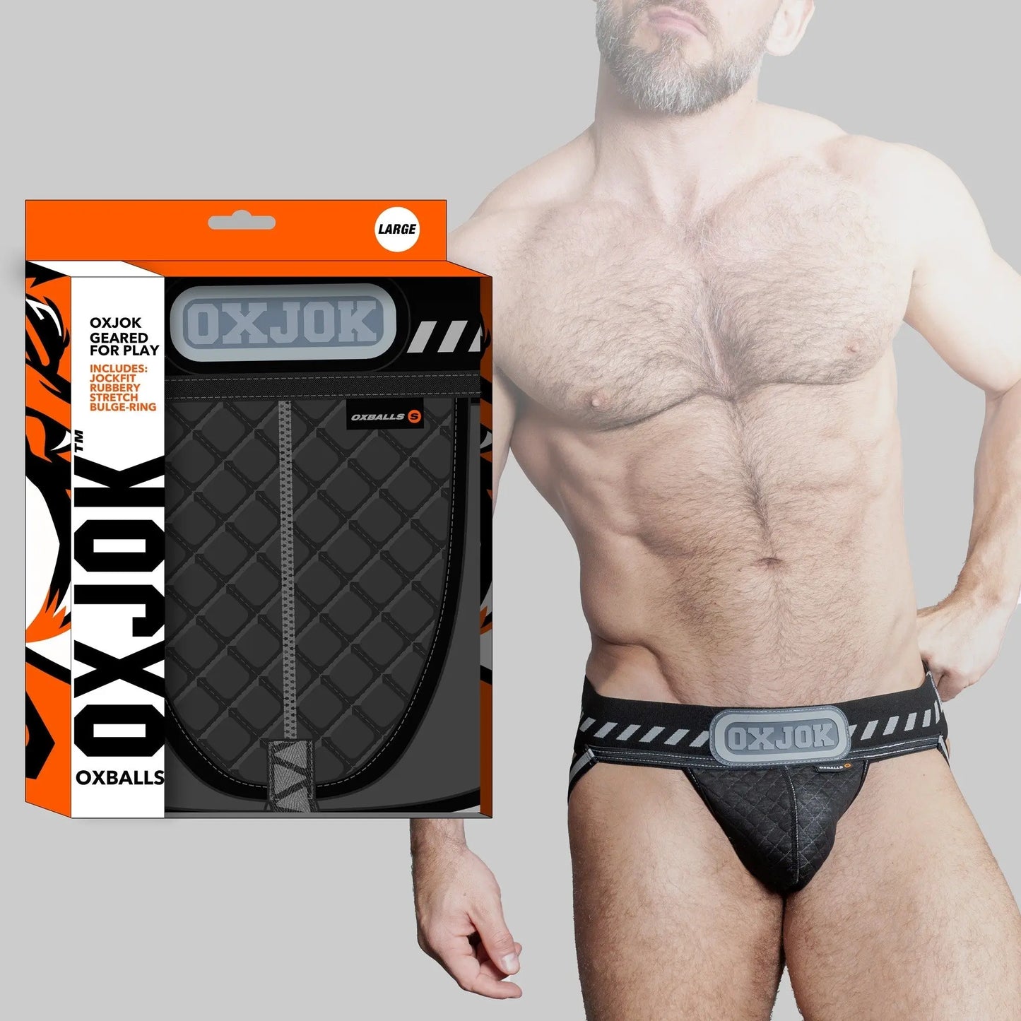 PACKER, industrial quilted cargo strapjock, BLACK PUFF, SMALL  For Him