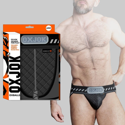PACKER, industrial quilted cargo strapjock, BLACK PUFF, SMALL  For Him