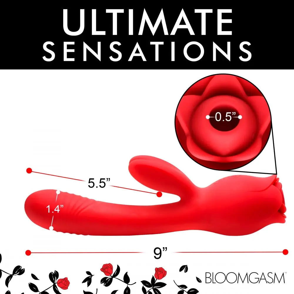 Blooming Bunny Sucking and Thrusting Silicone Rabbit Vibrator  Nipple and Clit Toys