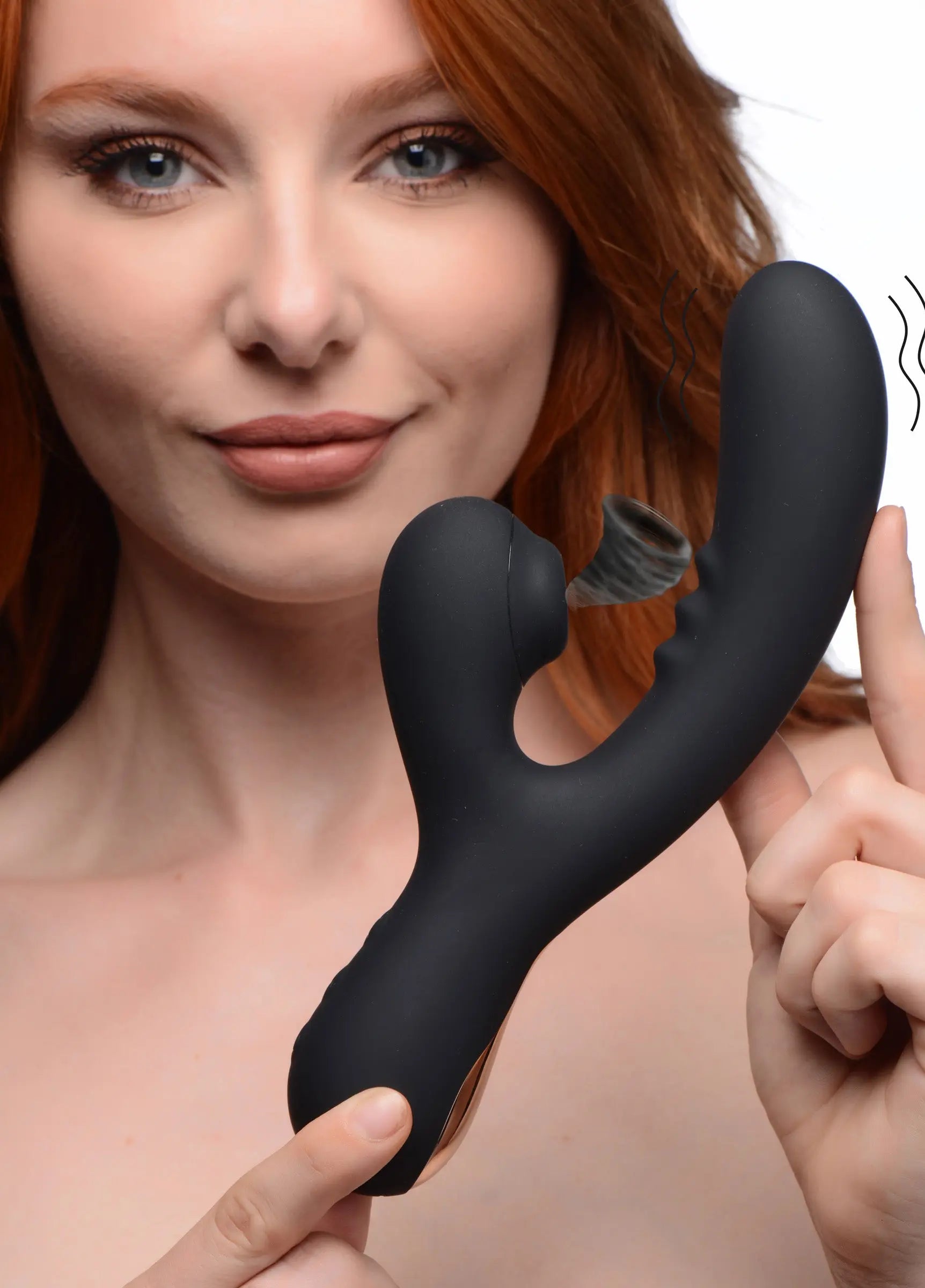 8X Silicone Suction Rabbit Vibrator- Black