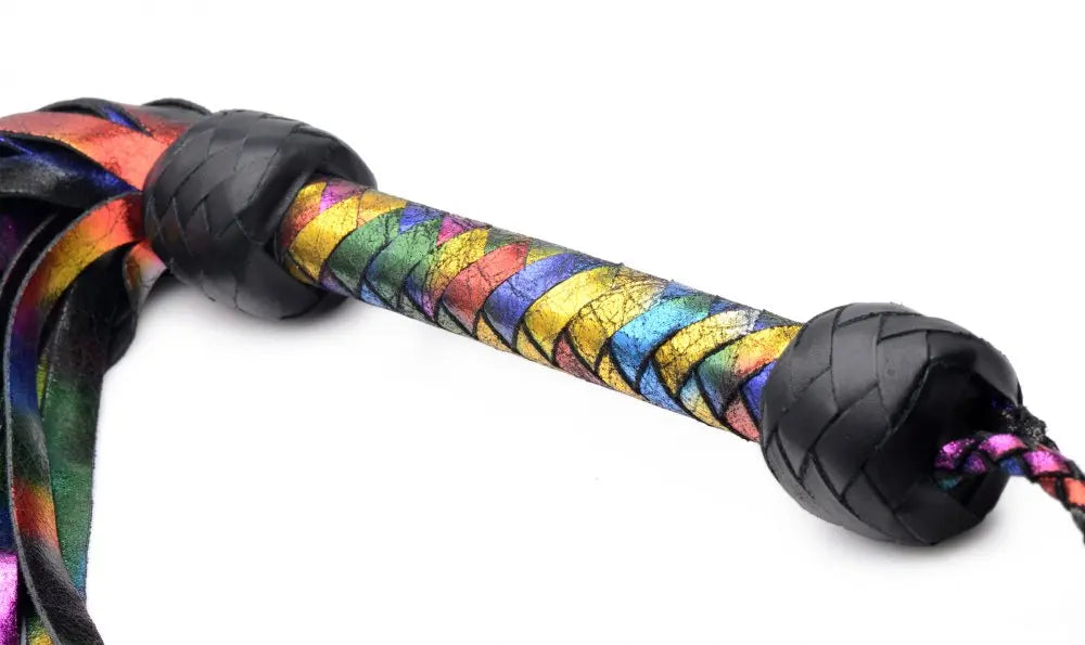 Rainbow Leather Flogger  Impact Play