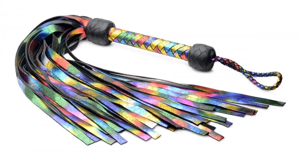 Rainbow Leather Flogger  Impact Play