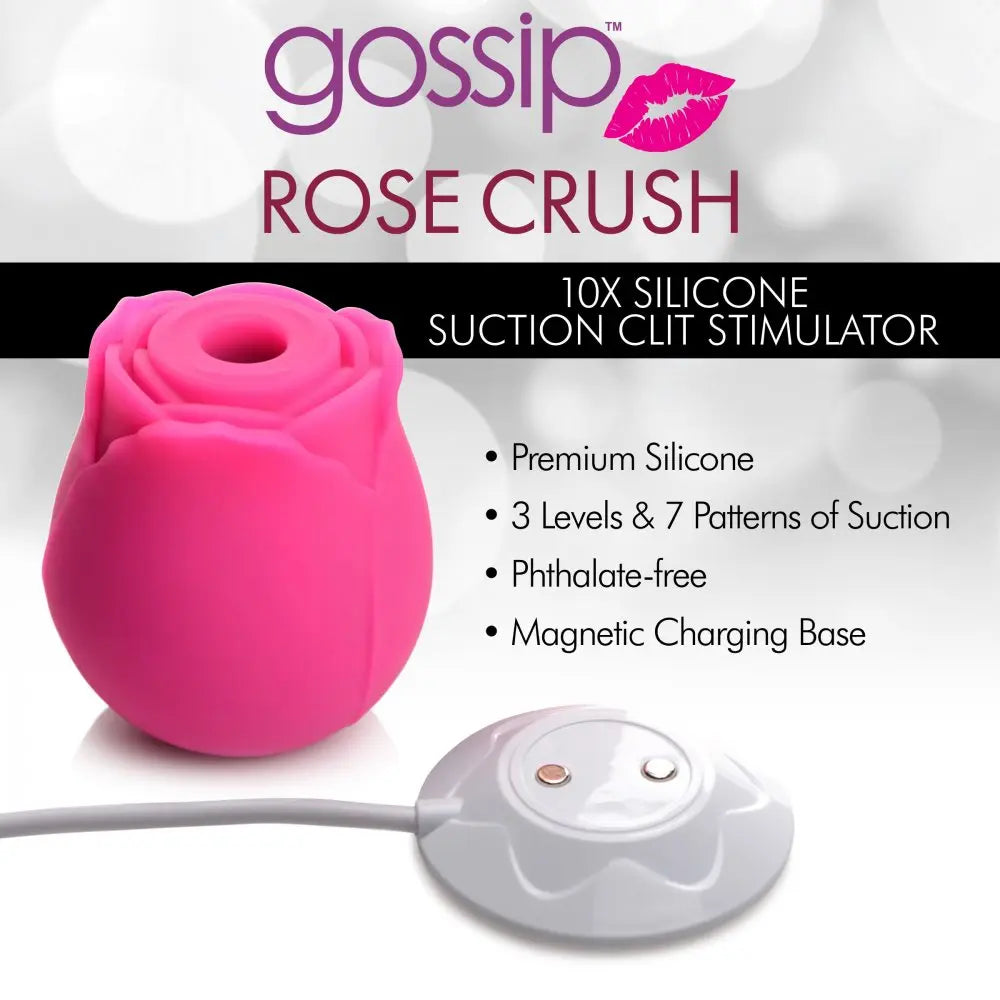 10X Rose Crush Silicone Clitoral Stimulator - Bound By Desire