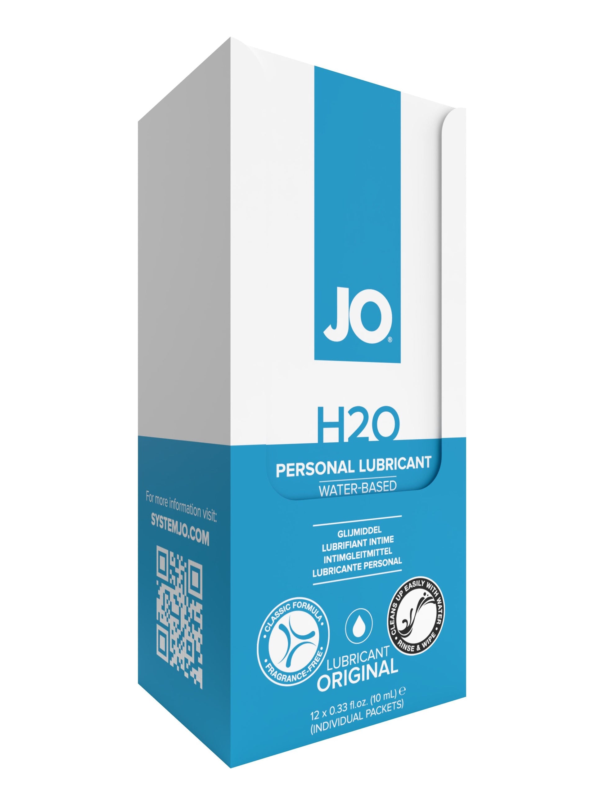 JO H2O Foil Display Box - Original - Lubricant 0.34 floz / 10 mL 