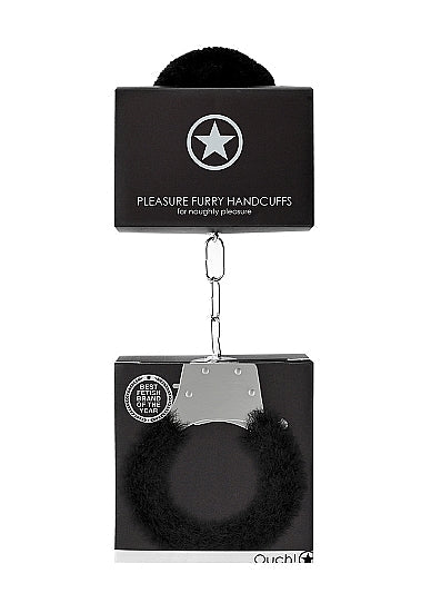 Shots Toys Pleasure Furry Handcuffs Black 