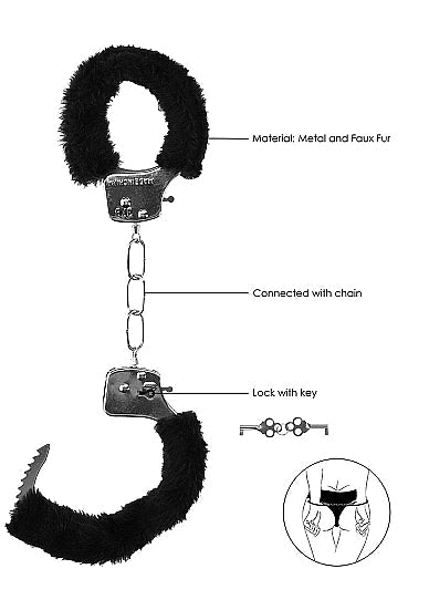 Shots Toys Pleasure Furry Handcuffs Black 