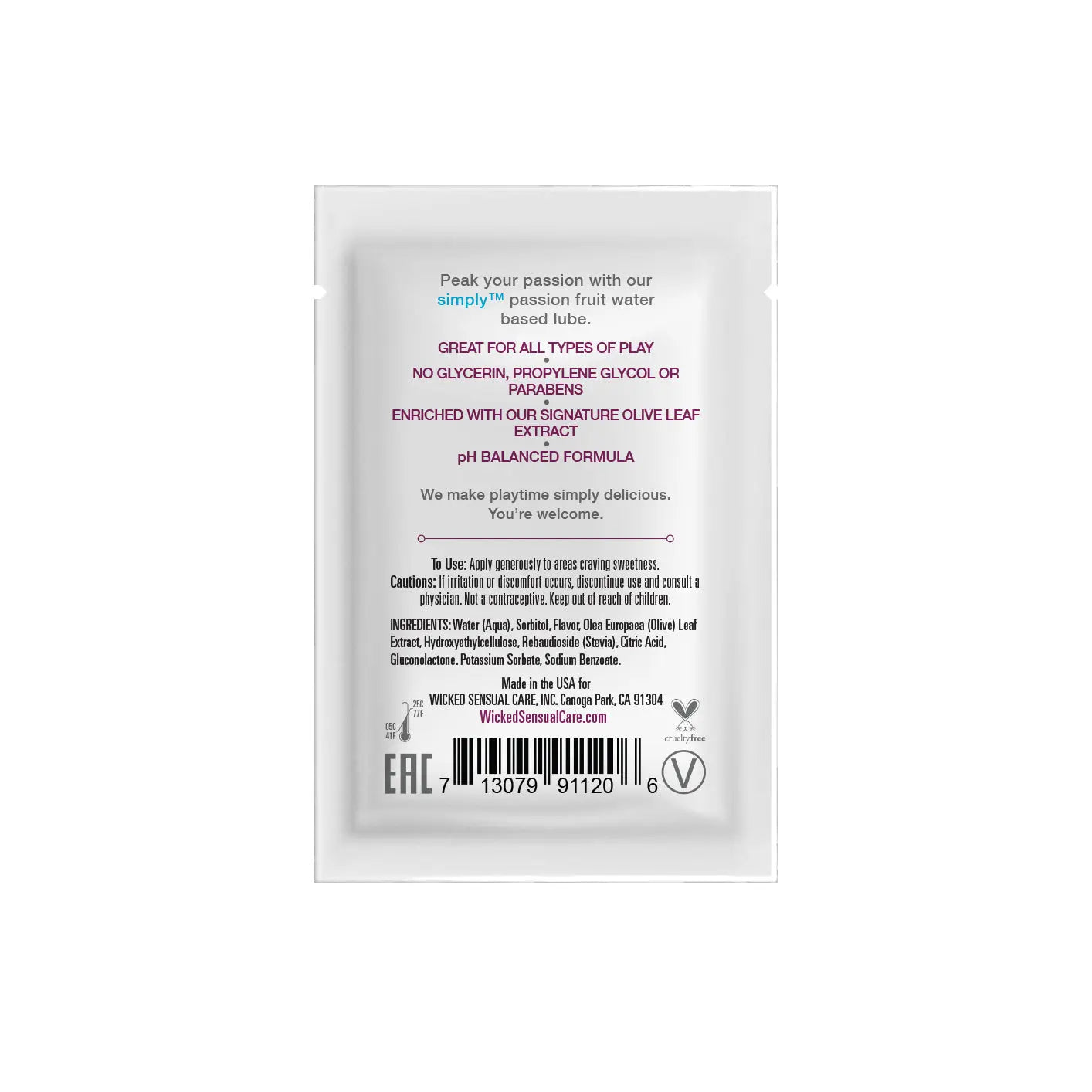 Simply Aqua Passion Fruit Sachet .1oz  Lubes