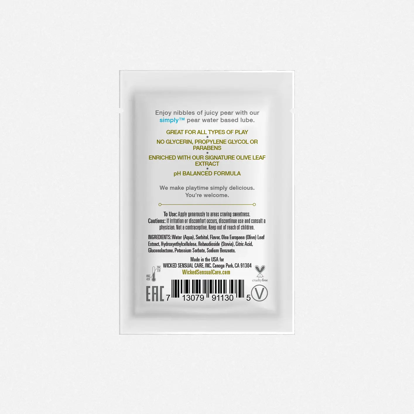 Simply Aqua Pear Sachets .1oz  Lubes