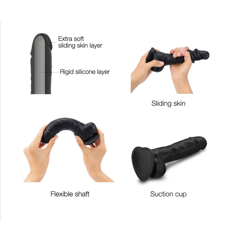 SLIDING SKIN REALISTIC DILDO BLACK L 