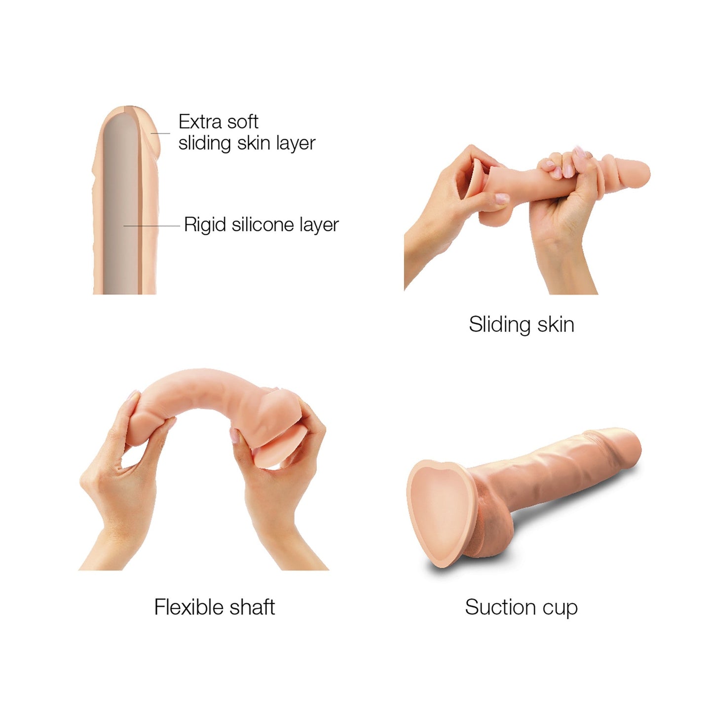 SLIDING SKIN REALISTIC DILDO VANILLA L 