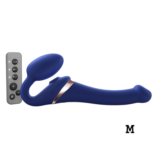 MULTI ORGASM BENDABLE STRAP-ON - M - NIGHT BLUE 