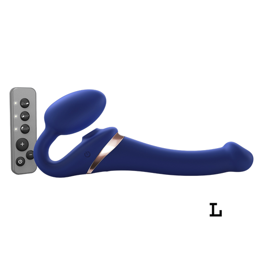 MULTI ORGASM BENDABLE STRAP-ON - L - NIGHT BLUE 