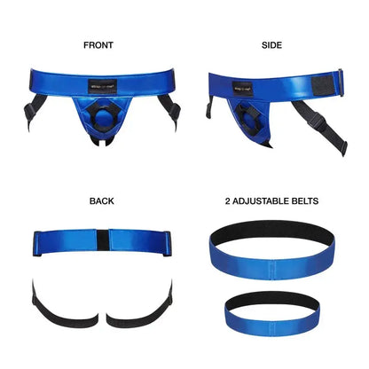 LEATHERETTE HARNESS CURIOUS - METALLIC BLUE 