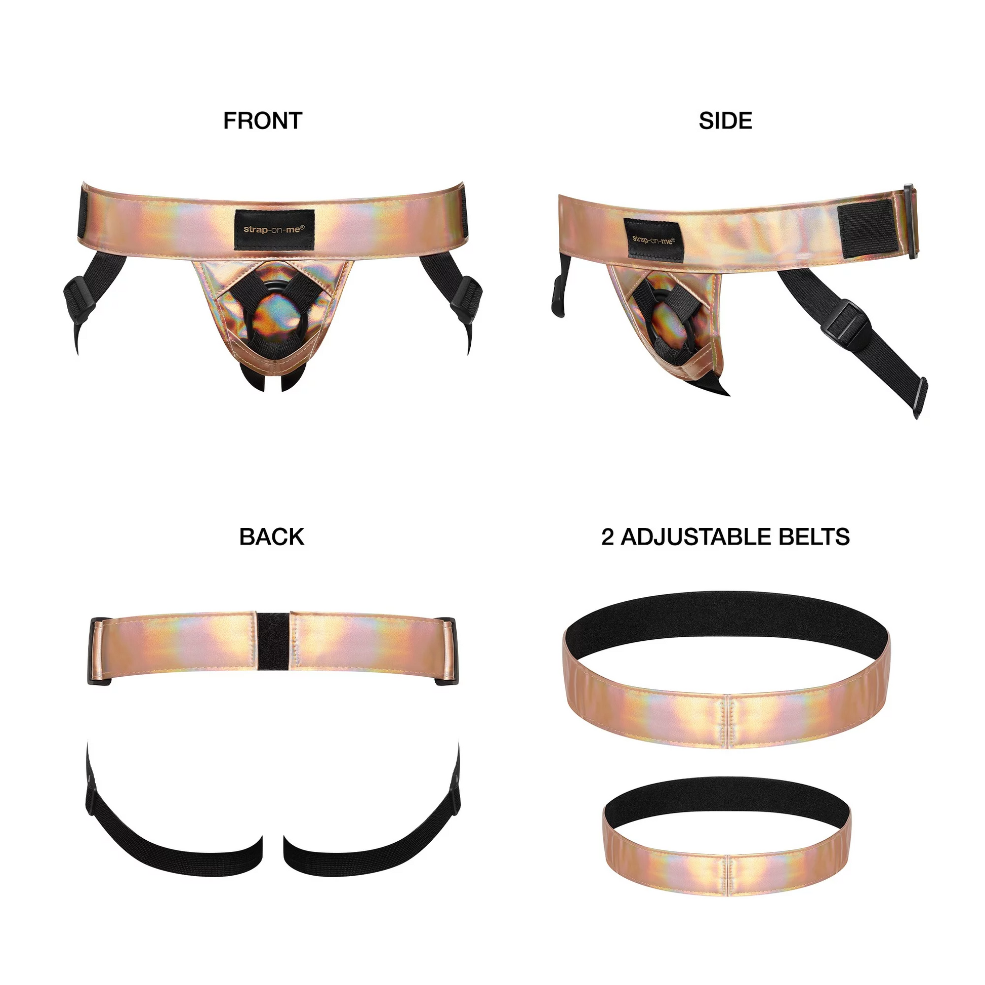 LEATHERETTE HARNESS CURIOUS - ROSE GOLD HOLOGRAPHIC 