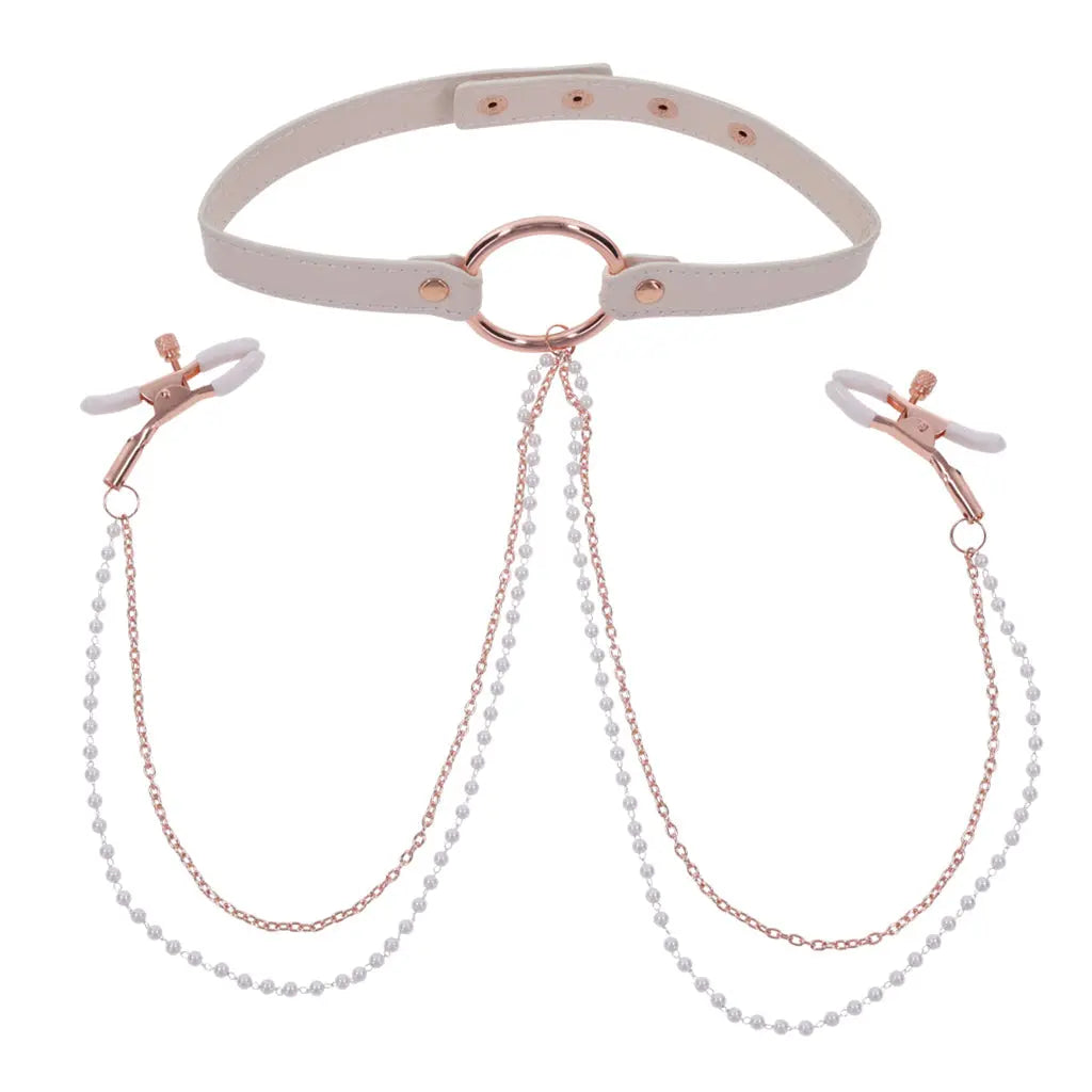 Peaches ‘n CreaMe Collar with Nipple Clamps  BDSM