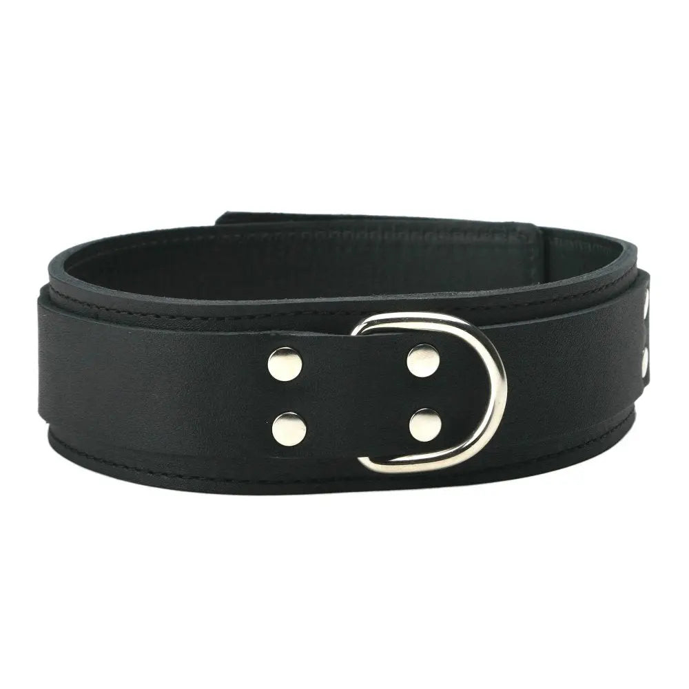 Strict Leather Bondage Collar Lined Collar 