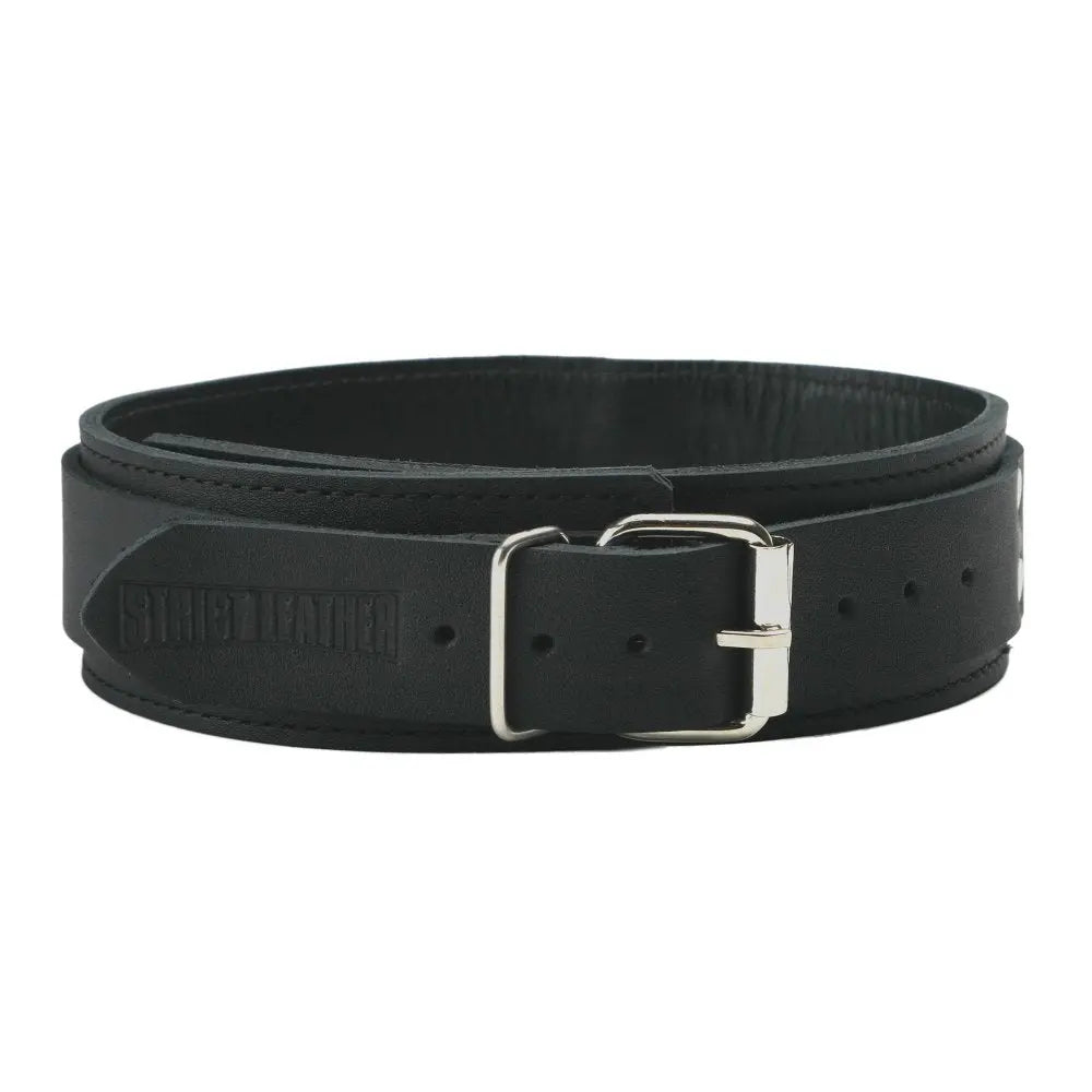 Strict Leather Bondage Collar Lined Collar 