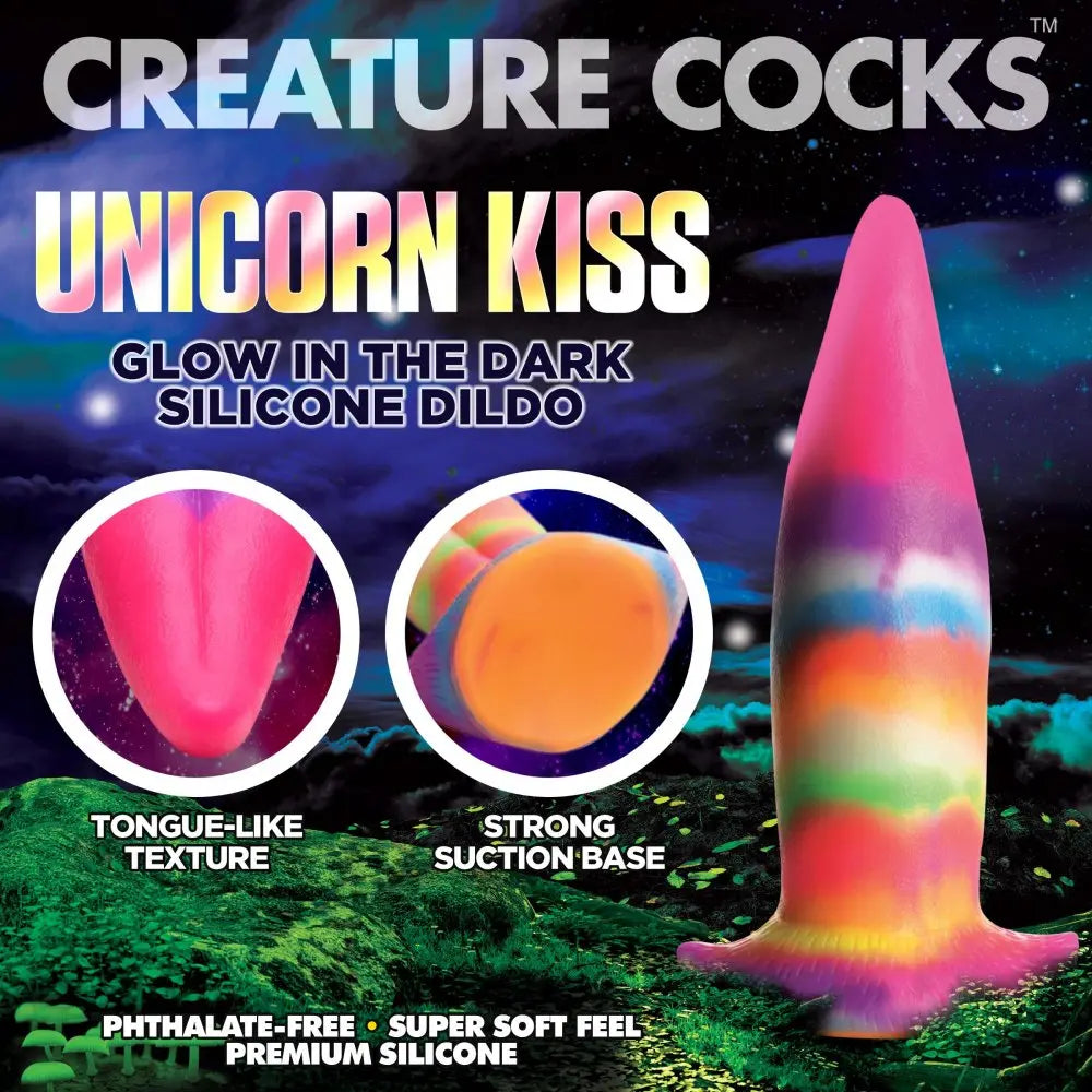 Unicorn Kiss Unicorn Tongue Glow-in-the-Dark Silicone Dildo  Dildos