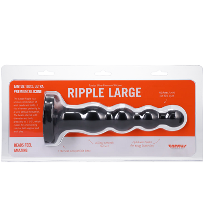 Tantus Silicone Large Ripple Butt Plug Black 